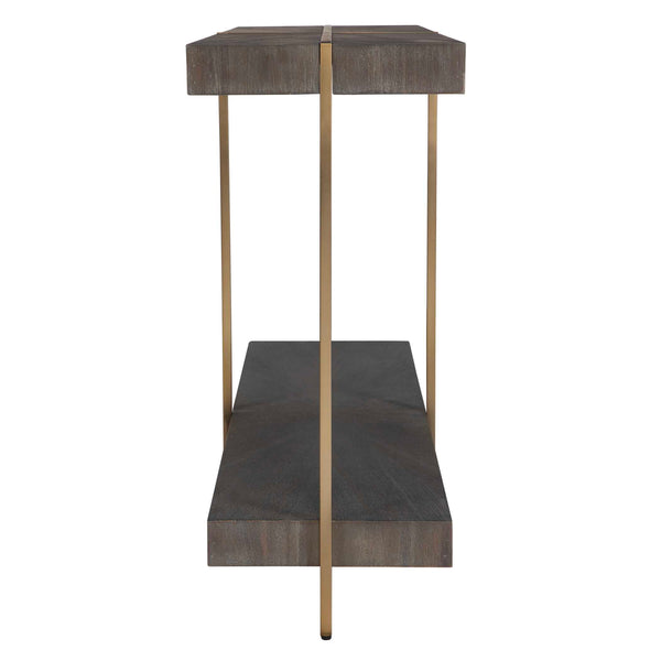 Uttermost Taja Modern Brass / Wood Console Table