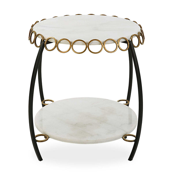 Uttermost Chainlink White Marble Side Table