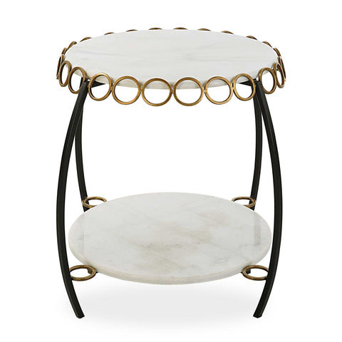 Uttermost Chainlink White Marble Side Table