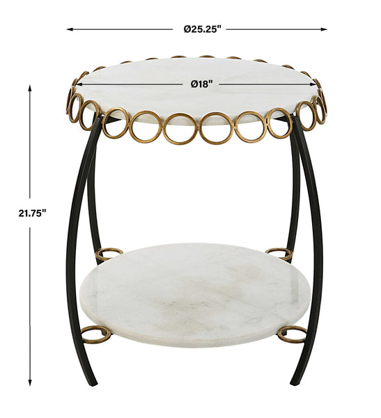 Uttermost Chainlink White Marble Side Table