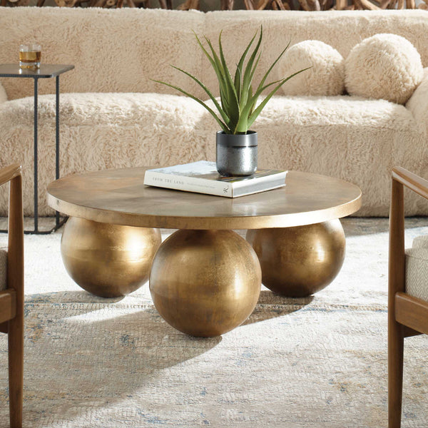 Uttermost Triplet Antique Brass Coffee Table