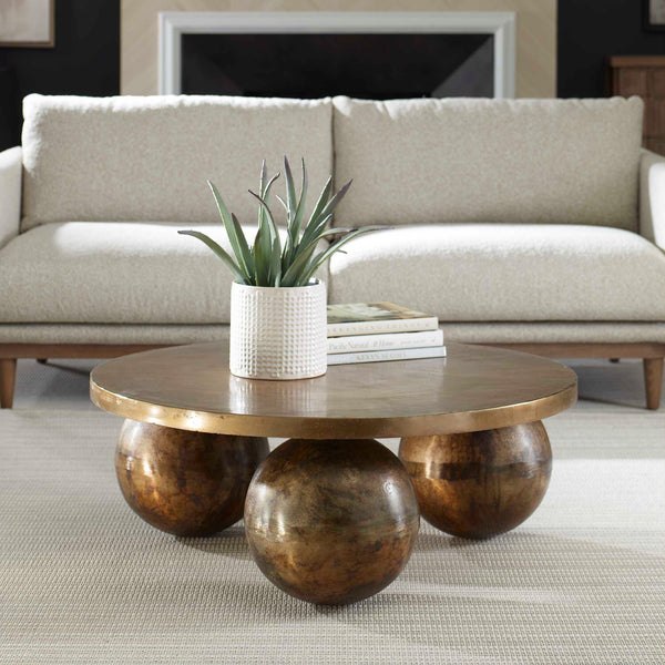 Uttermost Triplet Antique Brass Coffee Table