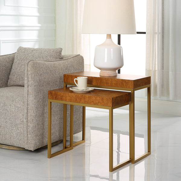 Uttermost Burl-esque Wooden Nesting Tables, S/2