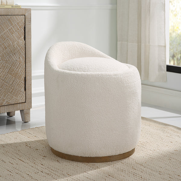 Uttermost Swirl Swivel Sheepskin Ottoman