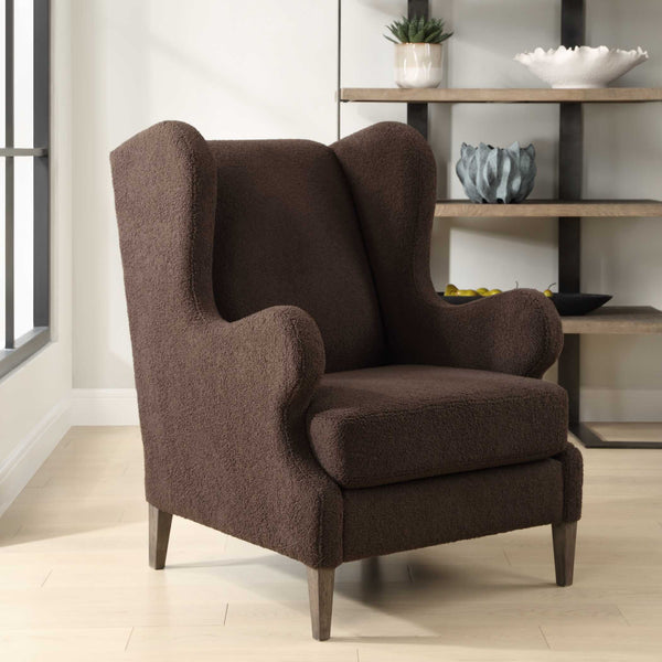 Uttermost Serpentine Brown Fabric Accent Chair