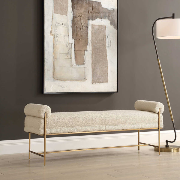 Uttermost Bolster Pearl White Bench
