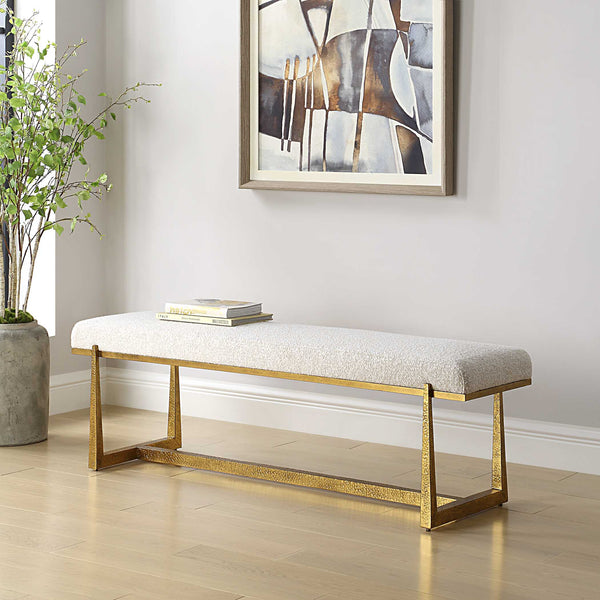 Uttermost Midas Antique Gold Bench