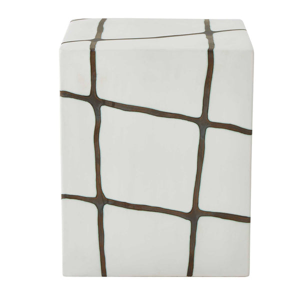 Uttermost Rocklyn White Cube Garden Stool