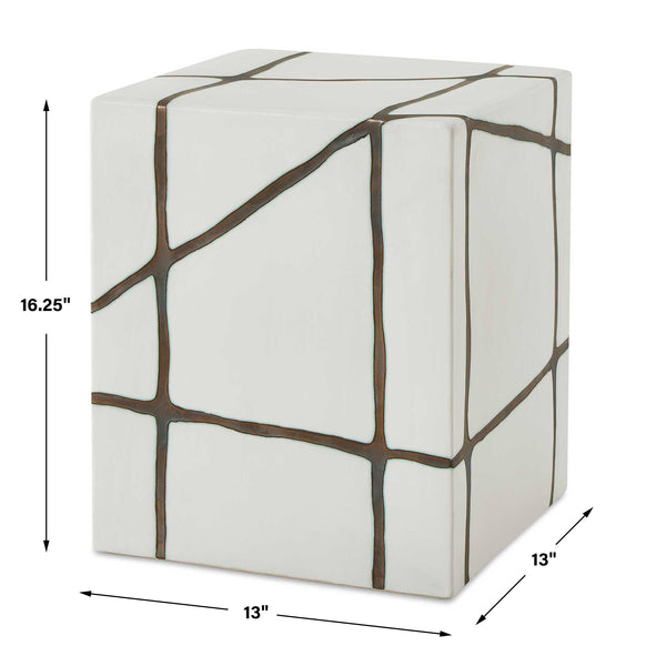 Uttermost Rocklyn White Cube Garden Stool