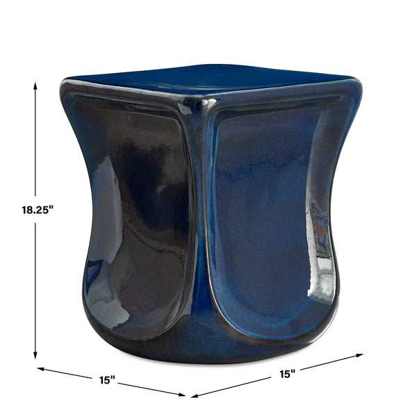 Uttermost Kaz Deep Blue Garden Stool