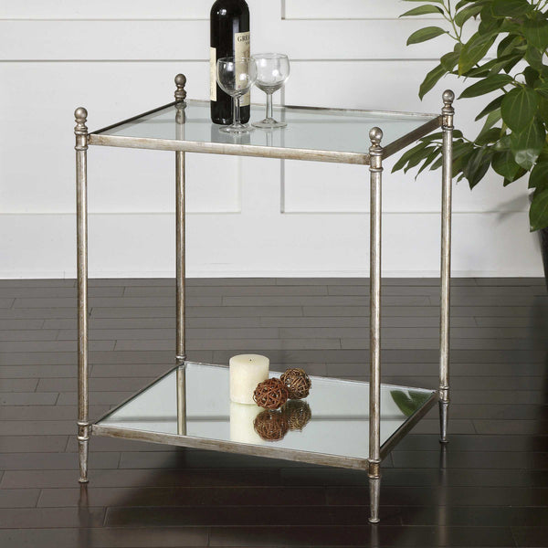 Uttermost Gannon Mirrored Glass End Table