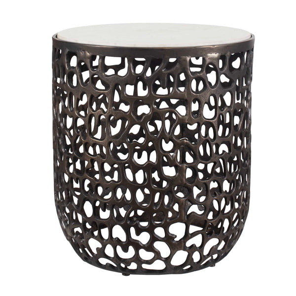 Uttermost Sabena White Marble Outdoor Side Table