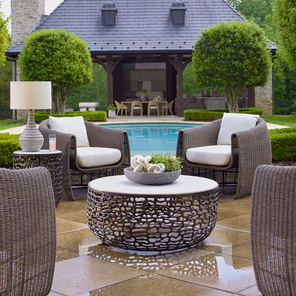 Uttermost Sabena White Marble Outdoor Coffee Table