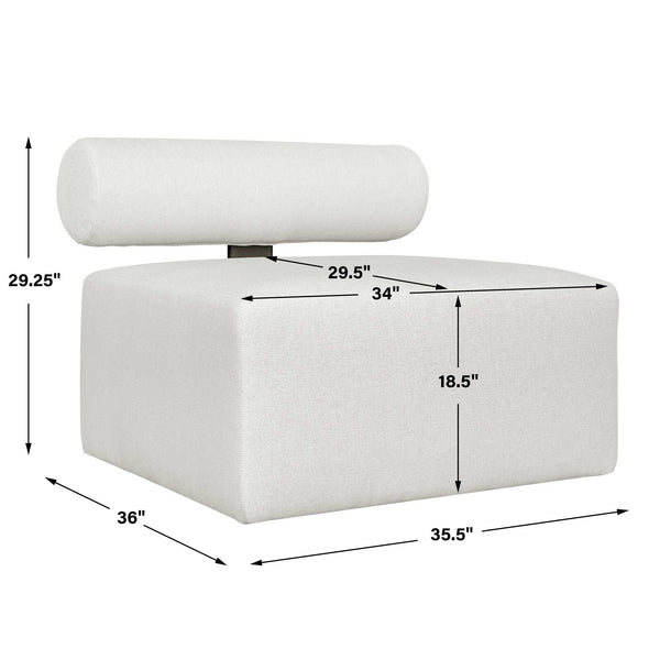 Uttermost Bolster Back White Armless Outdoor Sofa