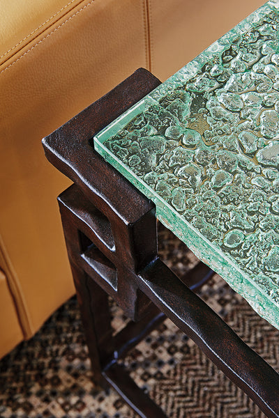 Hermes Reef Glass Top End Table