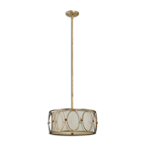 Uttermost Ovala 3 Light Gold Drum Pendant