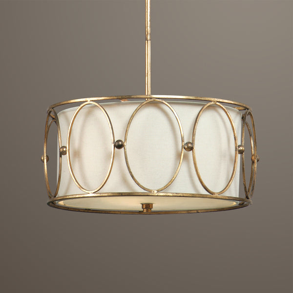 Uttermost Ovala 3 Light Gold Drum Pendant