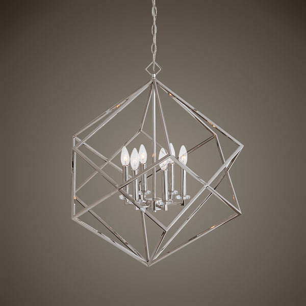 Uttermost Euclid 6 Light Nickel Cube Pendant