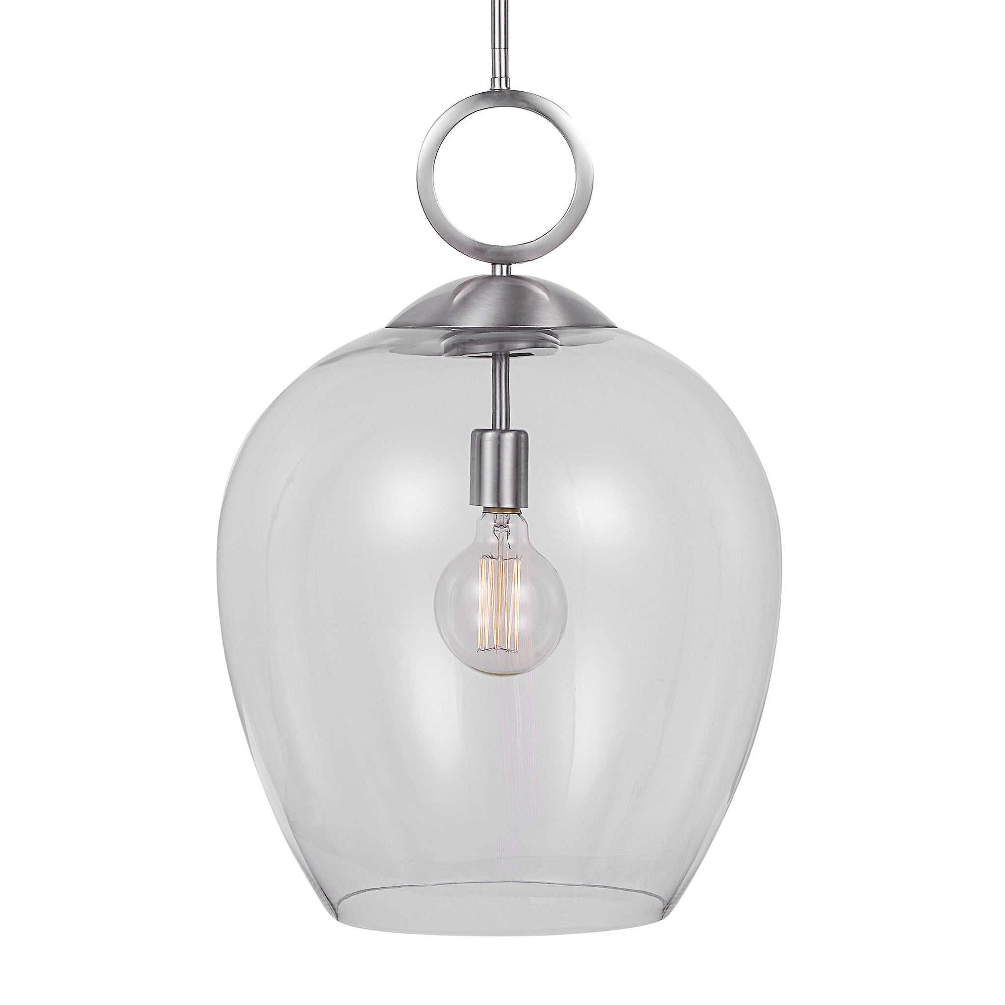 Uttermost Calix Nickel 1 Light Glass Pendant