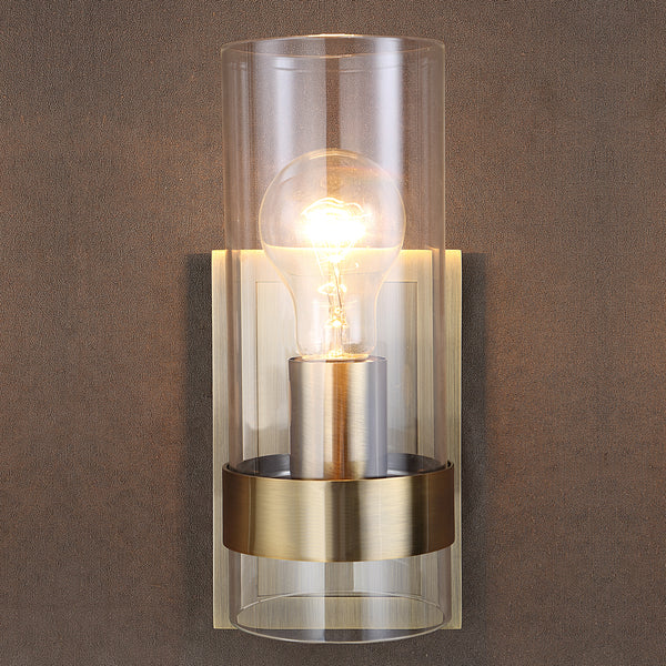 Uttermost Cardiff Antique Brass 1 Light Cylinder Sconce