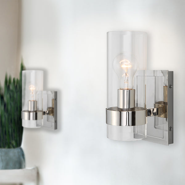 Uttermost Cardiff Nickel 1 Light Cylinder Sconce