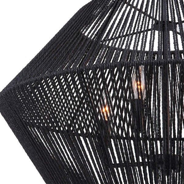 Uttermost Suva 4 Light Black Rope Pendant