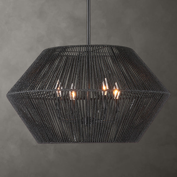 Uttermost Suva 4 Light Black Rope Pendant