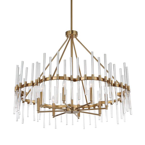 Uttermost Crystal Stick 8 Light Brass Chandelier