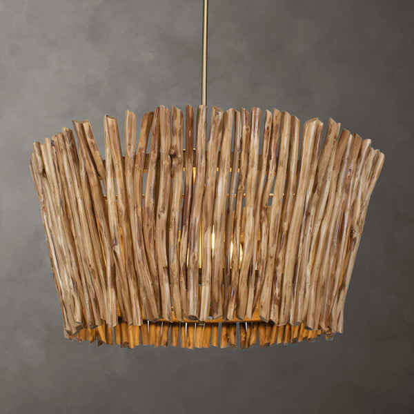 Uttermost Rhea 4 Light Wood Branch Chandelier