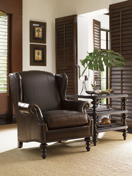 Batik Leather Wing Chair