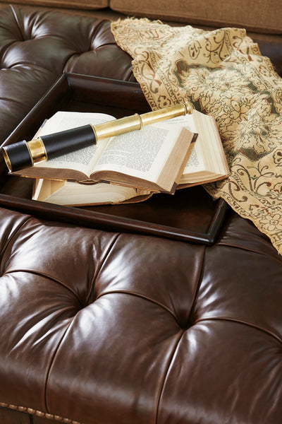 Heather Leather Cocktail Ottoman
