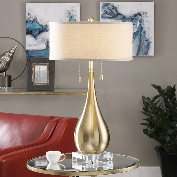 Uttermost Lagrima Brushed Brass Lamp