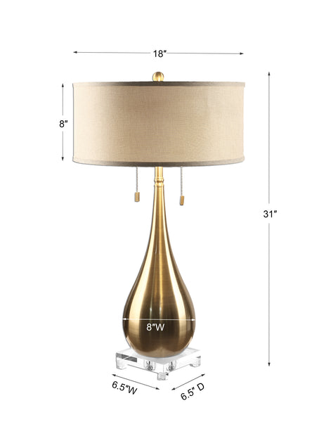 Uttermost Lagrima Brushed Brass Lamp