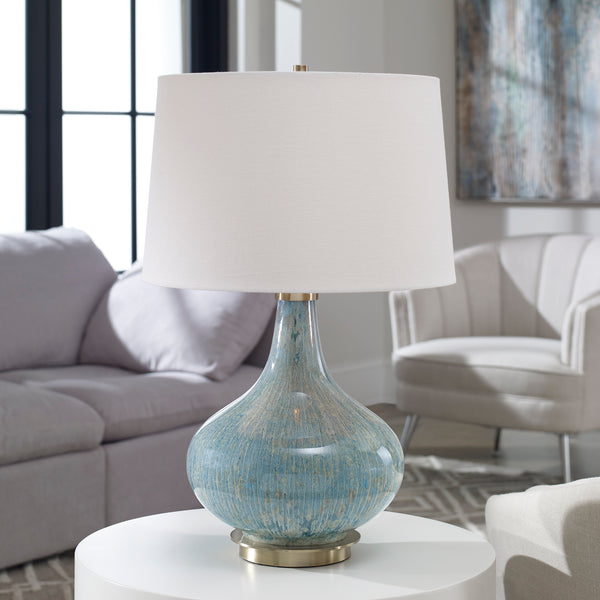 Uttermost Celinda Blue Gray Glass Lamp