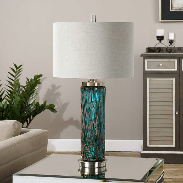 Uttermost Almanzora Blue Glass Lamp