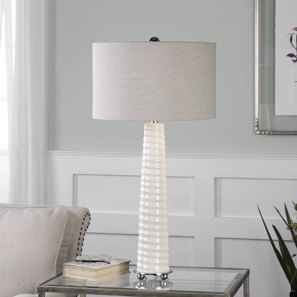 Uttermost Mavone Gloss White Table Lamp