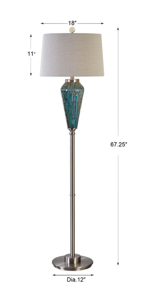 Uttermost Almanzora Blue Glass Floor Lamp