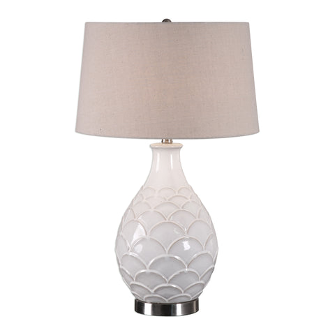 Uttermost Camellia Glossed White Table Lamp