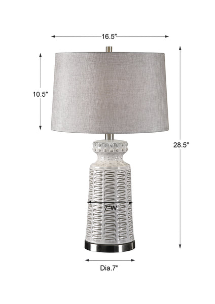 Uttermost Kansa Distressed White Table Lamp