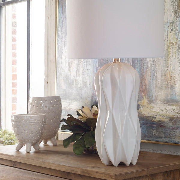 Uttermost Malena Glossy White Table Lamp