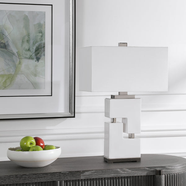 Uttermost Tetris White Table Lamp