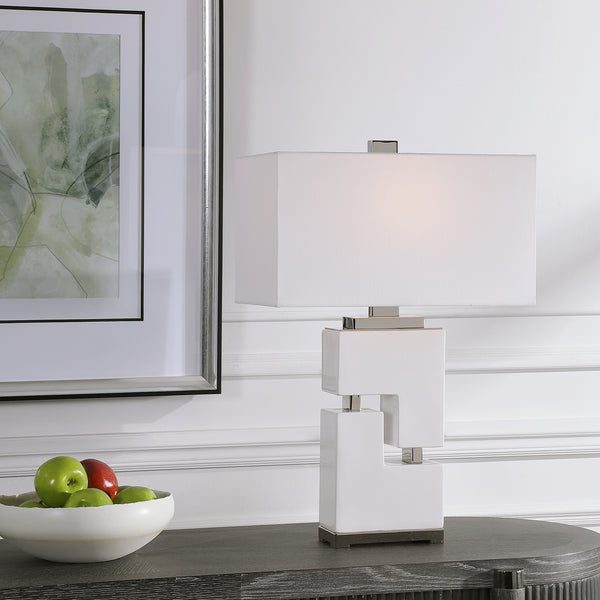 Uttermost Tetris White Table Lamp