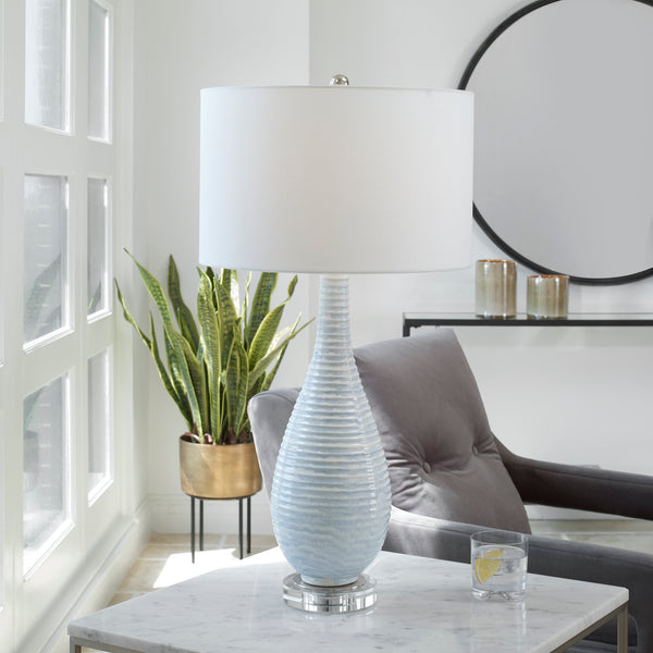 Uttermost Clariot Ribbed Blue Table Lamp