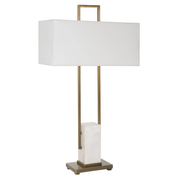 Uttermost Column White Marble Table Lamp