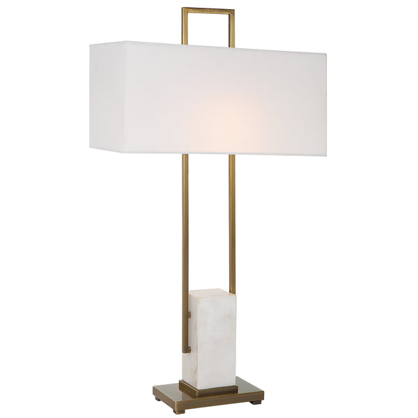 Uttermost Column White Marble Table Lamp