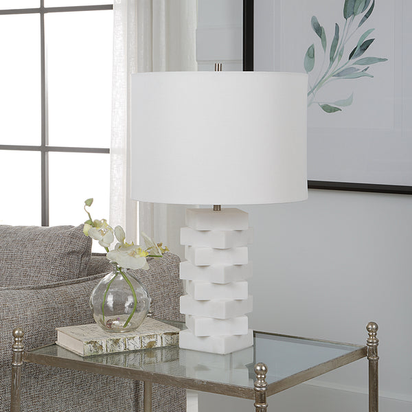 Uttermost Ascent White Geometric Table Lamp