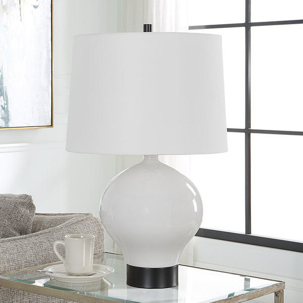 Uttermost Collar Gloss White Table Lamp