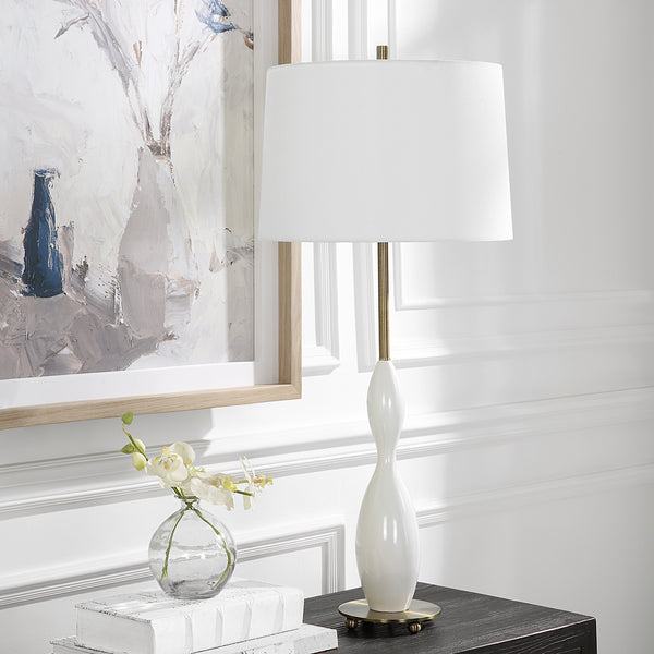 Uttermost Annora Glossy White Table Lamp