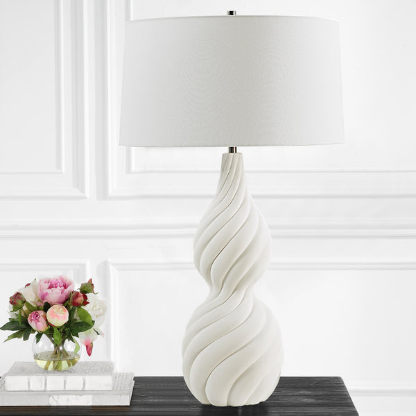 Uttermost Twisted Swirl White Table Lamp