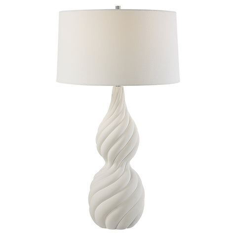 Uttermost Twisted Swirl White Table Lamp